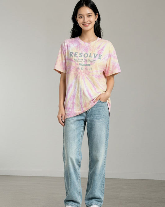 Leox Hub Ricca Ricca colorful tie-dye t-shirt featuring front graphic print and casual relaxed fit