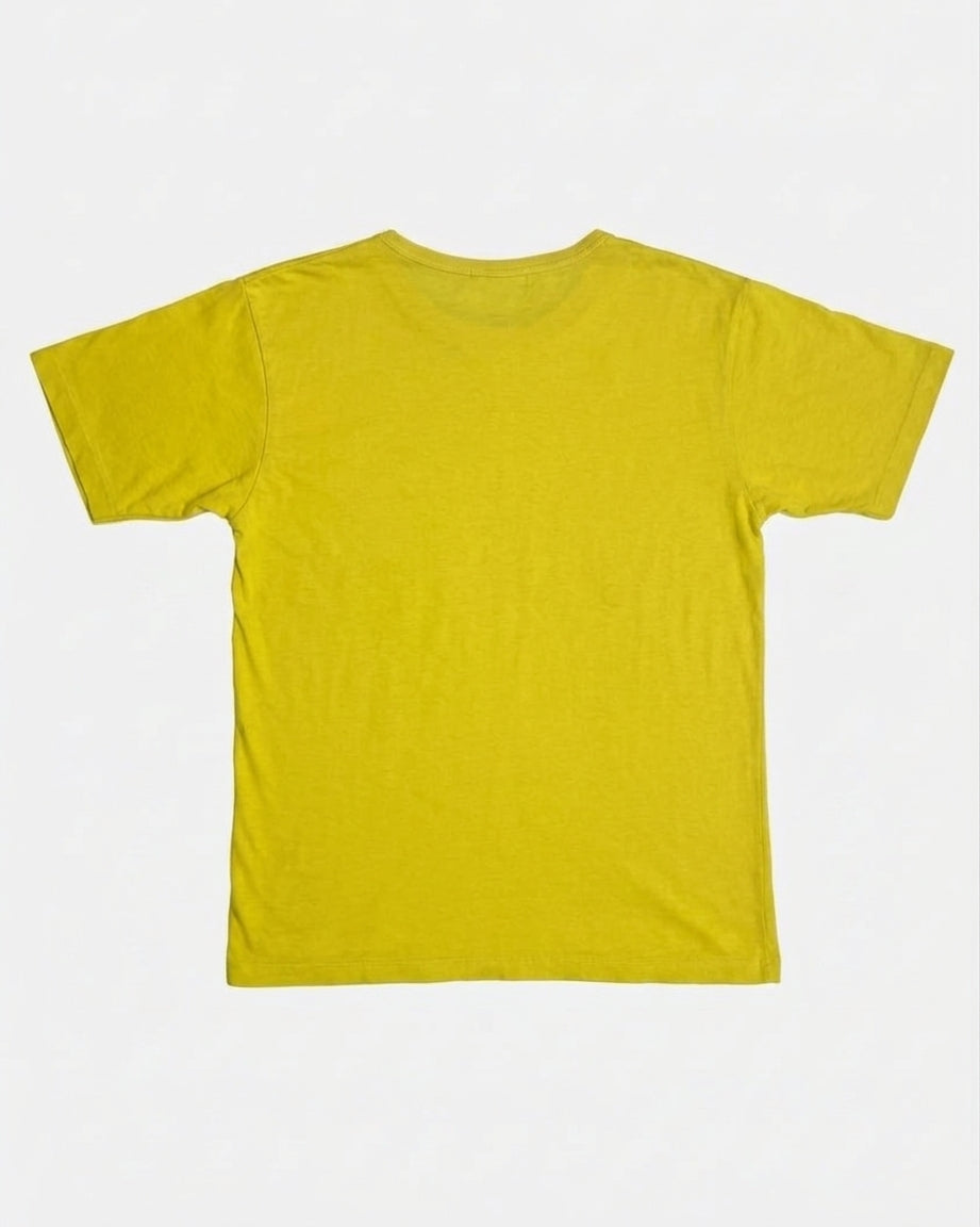 Plain yellow 24 Hour Television charity t-shirt, back view