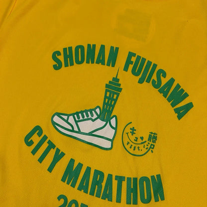 Leox Hub Shonan Fujisawa City Marathon event t-shirt featuring runner graphic and Japanese event typography