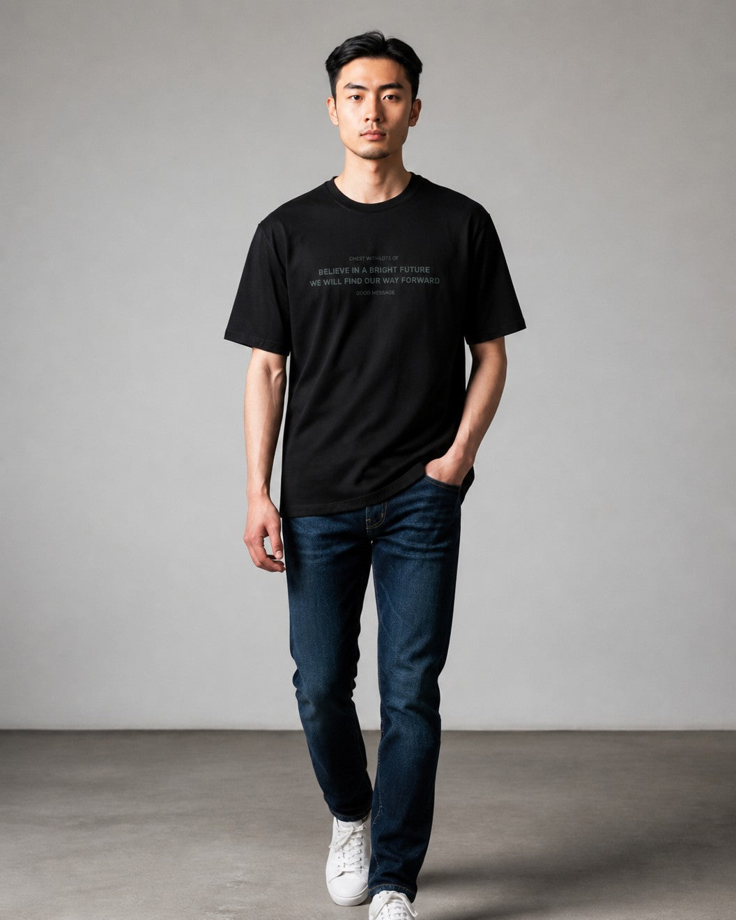 Leox Hub BAYFLOW Japan Bright Future slogan t-shirt in soft rayon-blend fabric featuring chest graphic print