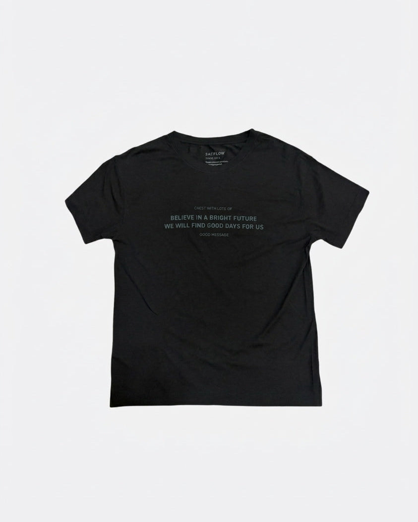 Leox Hub BAYFLOW Japan Bright Future slogan t-shirt in soft rayon-blend fabric featuring chest graphic print
