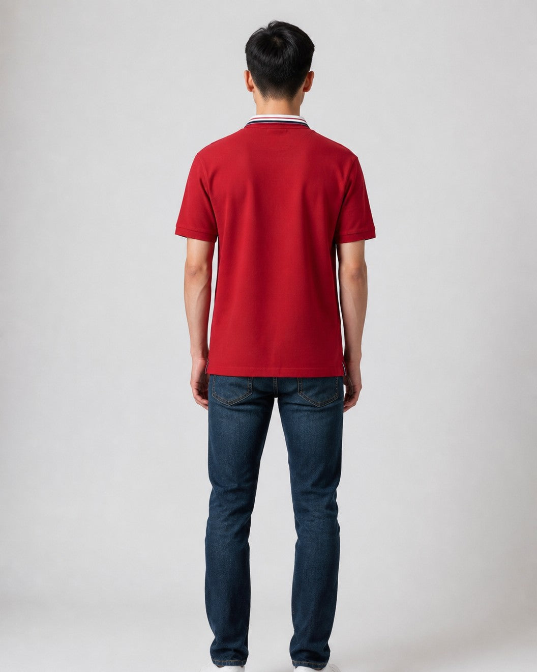 Leox Hub vintage J.PRESS red polo shirt featuring striped collar detail