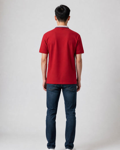 Leox Hub vintage J.PRESS red polo shirt featuring striped collar detail