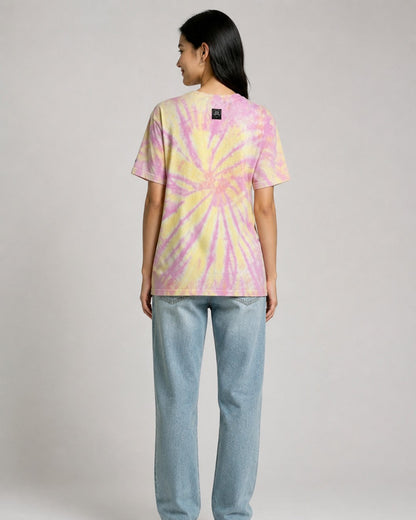 Leox Hub Ricca Ricca colorful tie-dye t-shirt featuring front graphic print and casual relaxed fit