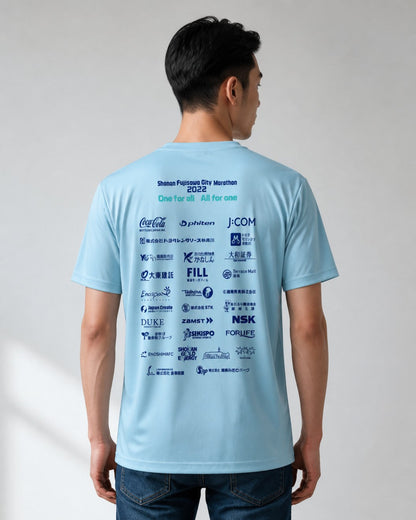 Leox Hub Shonan Fujisawa City Marathon event t-shirt featuring runner graphic