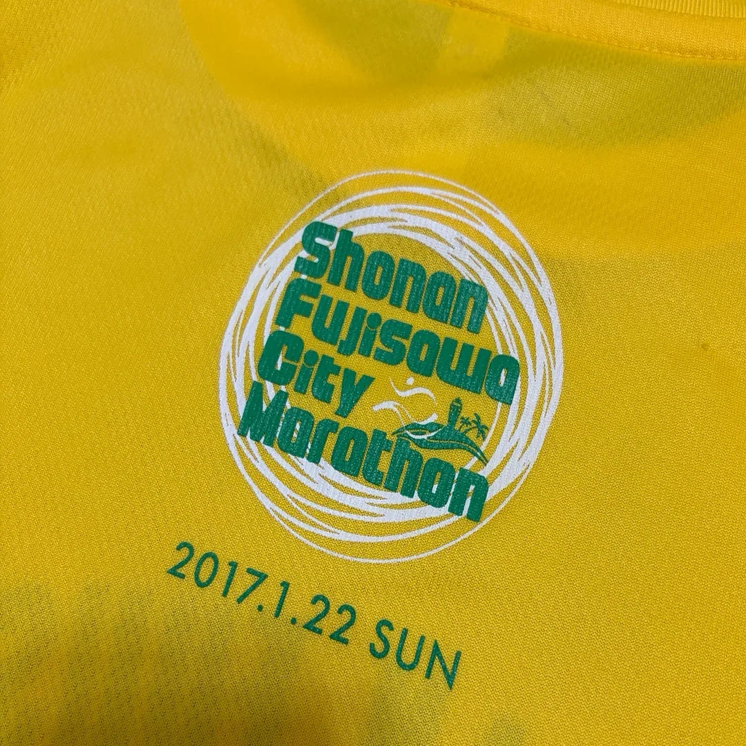 Leox Hub Shonan Fujisawa City Marathon event t-shirt featuring runner graphic and Japanese event typography