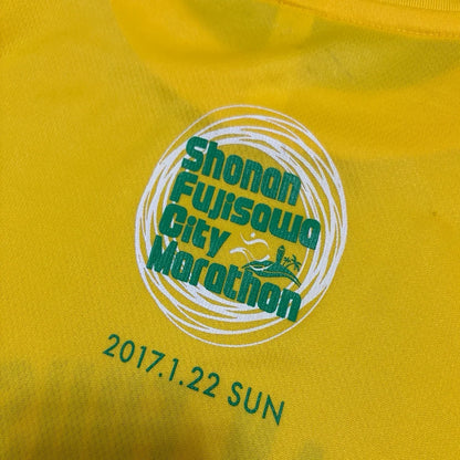 Leox Hub Shonan Fujisawa City Marathon event t-shirt featuring runner graphic and Japanese event typography