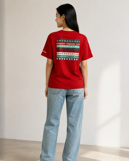 Leox Hub Starbucks Japan 2021 Holiday staff t-shirt featuring festive graphic design