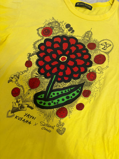 Leox Hub Yayoi Kusama x Satoshi Ohno Japan 24 Hour TV charity t-shirt featuring polka dot flower artwork